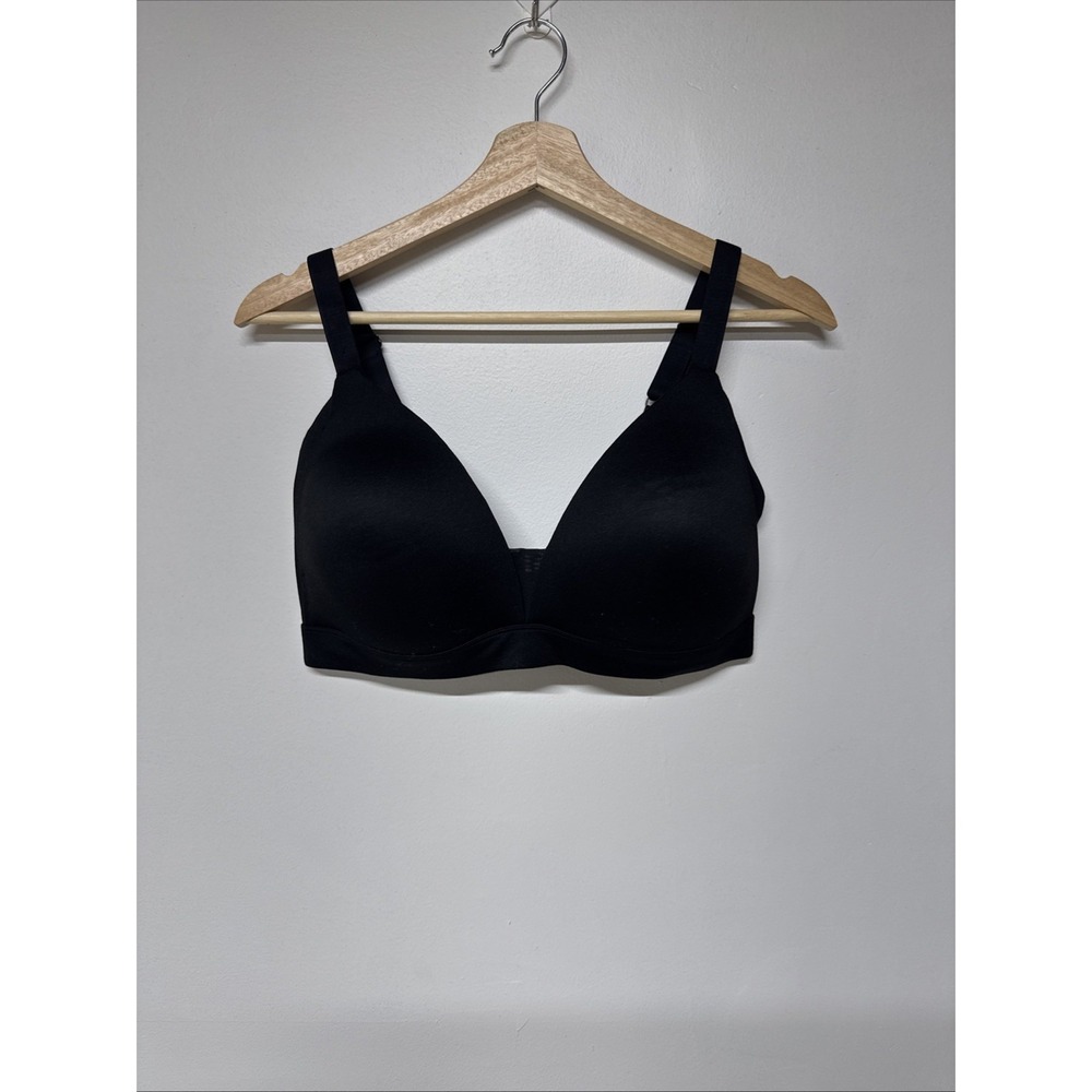 Auden Womens Black Wireless T-Shirt Bra Size 38DD Lightly Lined Seamless